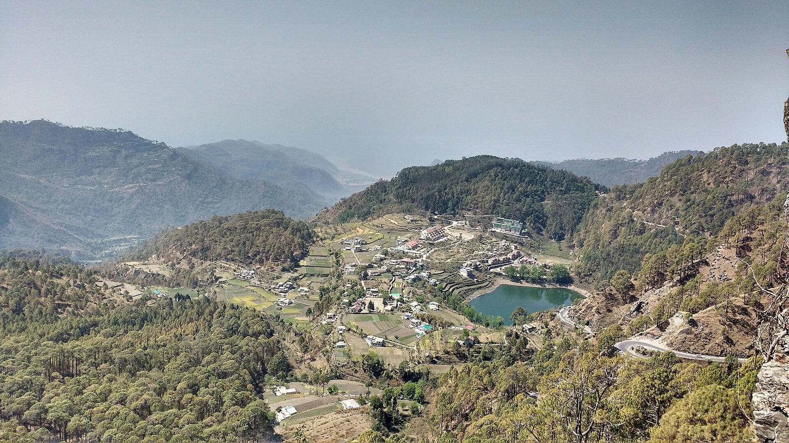 Khurpatal lake and hills near Nainital