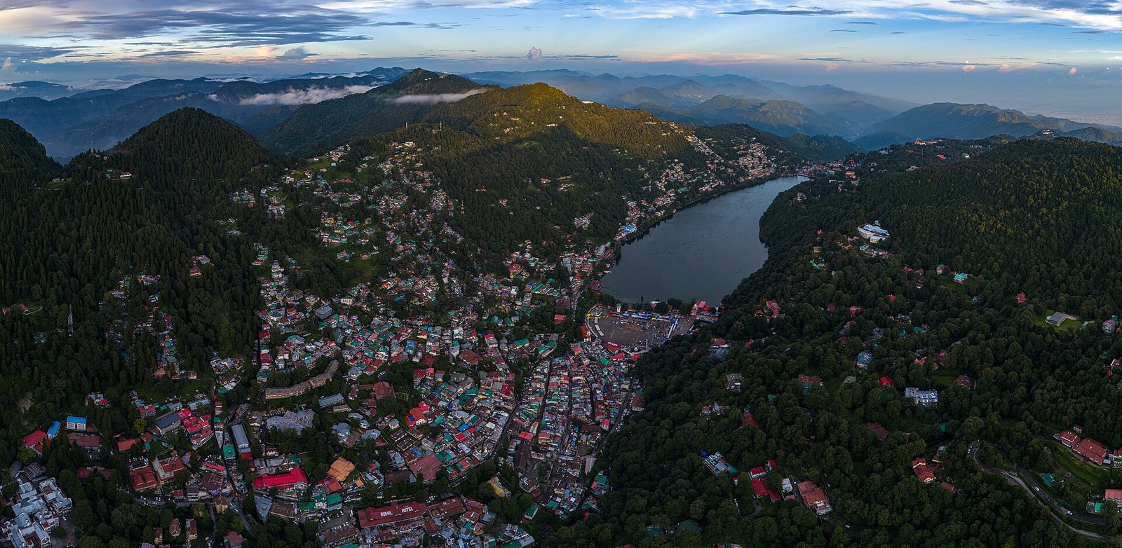 Panorama of Nainital town and lake