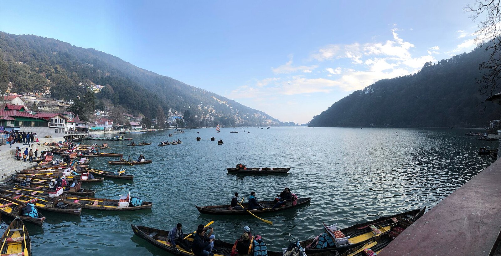 Naini Lake surrounded by hills in Nainital, Uttarakhand